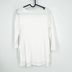 J Jill XS White Boatneck Layered Tunic